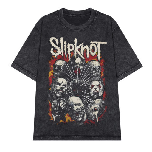 Áo thun rock Slipknot Oldskull - D11 (wash xám đen)