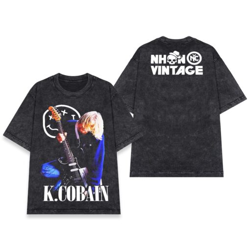 Áo thun rock vintage Kurt Cobain - D31 (wash xám đen)