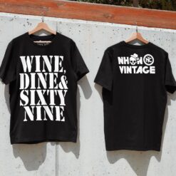 Áo thun vintage WINE, DINE & SIXTY NINE - D34 (đen)