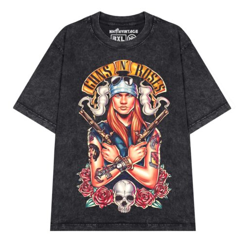 Áo thun rock vintage Axl Rose - D35 (wash xám đen)