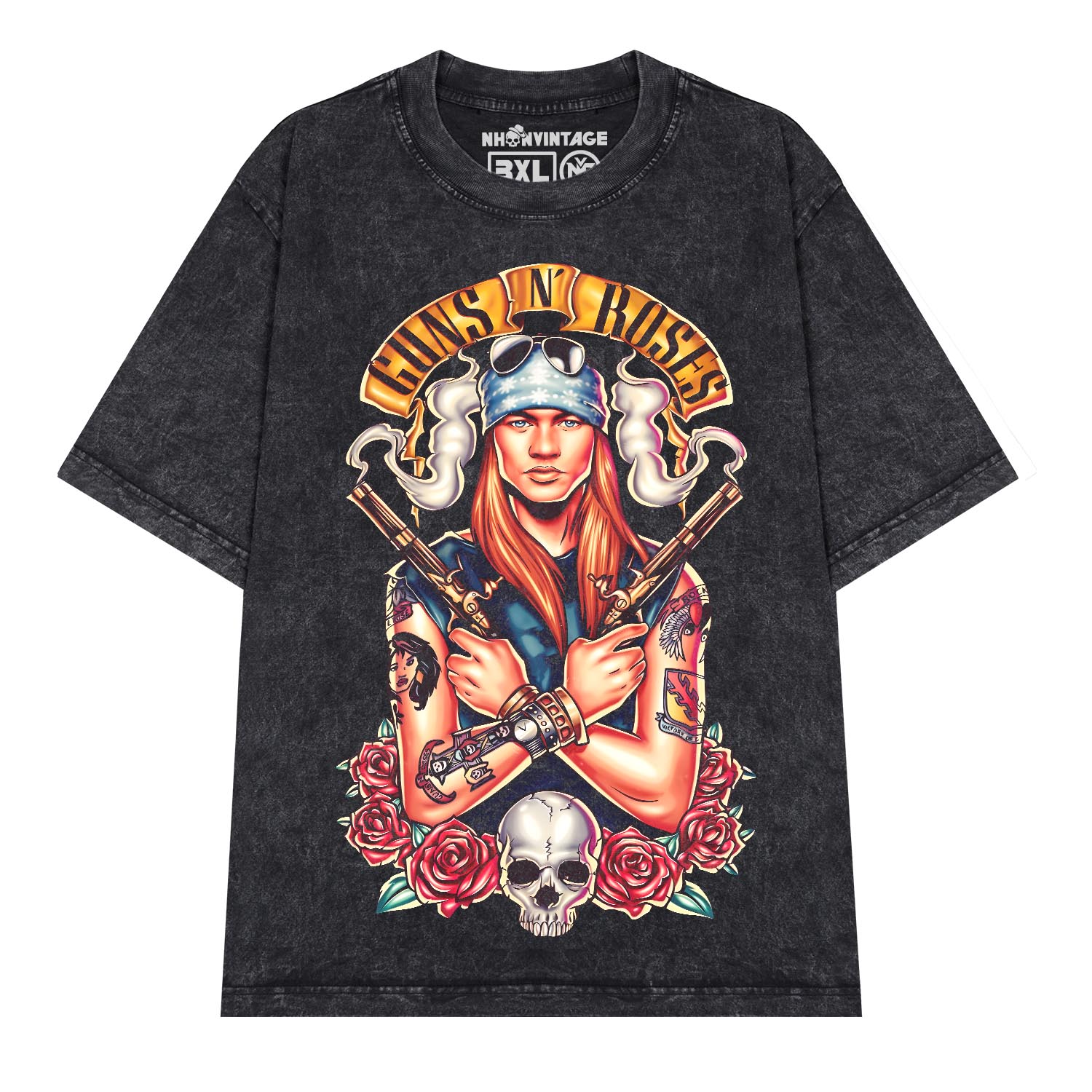 Áo thun rock vintage Axl Rose - D35 (wash xám đen)