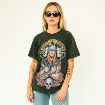 Áo thun rock vintage Axl Rose - D35 (wash xám đen)