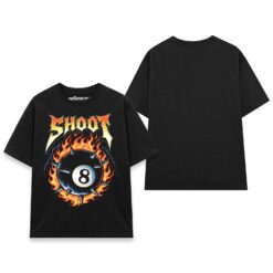 Áo thun streetwear vintage SHOOT Flaming 8 Ball - B124
