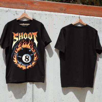 Áo thun streetwear vintage SHOOT Flaming 8 Ball - B124