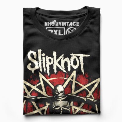 Áo thun rock vintage Slipknot Skeleton – B129