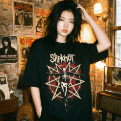 Áo thun rock vintage Slipknot Skeleton – B129