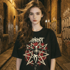 Áo thun rock vintage Slipknot Skeleton – B129