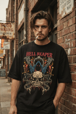 Áo thun dark streetwear Hell Reaper – B132