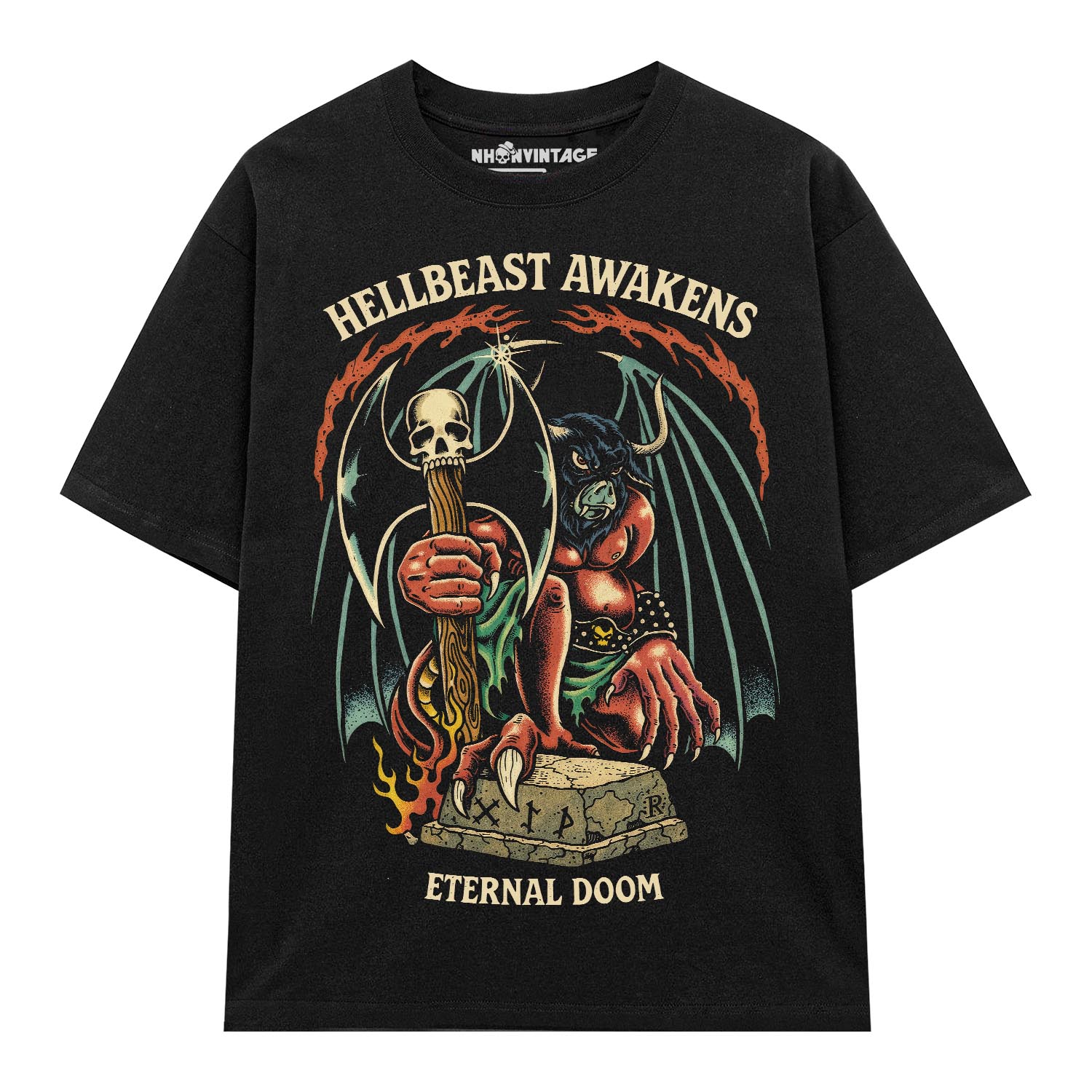 Áo thun dark streetwear Hellbeast Awakens – B133