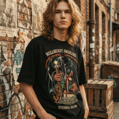 Áo thun dark streetwear Hellbeast Awakens – B133