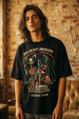 Áo thun dark streetwear Hellbeast Awakens – B133
