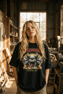 Áo thun dark streetwear Hellskulls – B134