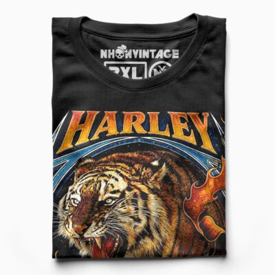 Áo thun vintage Harley Tiger Living Free – D38