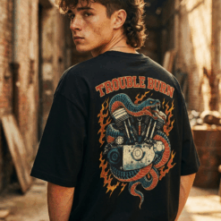 Áo thun streetwear vintage Trouble Burn – D44