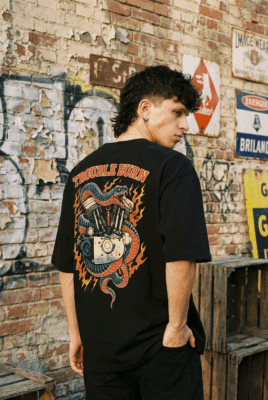 Áo thun streetwear vintage Trouble Burn – D44