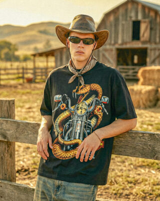 Áo thun vintage Harley Snake - B123