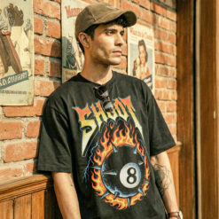 Áo thun streetwear vintage SHOOT Flaming 8 Ball - B124