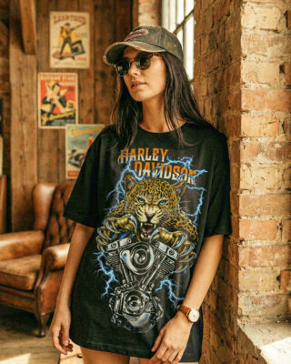 Áo thun vintage Harley Leopard Panhead – SPD10