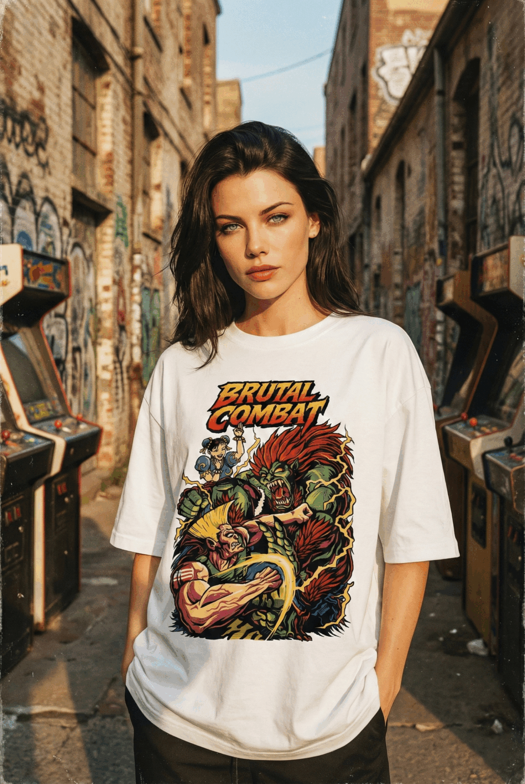 Áo thun streetwear vintage Brutal Combat – W23