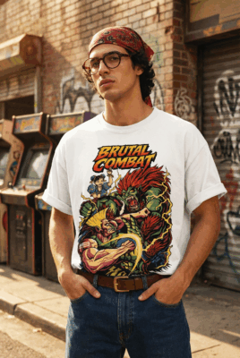 Áo thun streetwear vintage Brutal Combat – W23