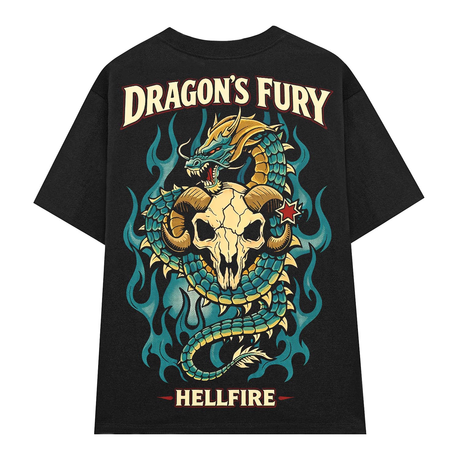 Áo thun streetwear Dragon’s Fury Hellfire – B138