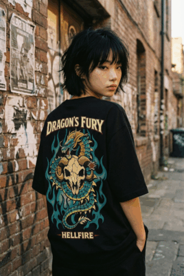Áo thun streetwear Dragon’s Fury Hellfire – B138