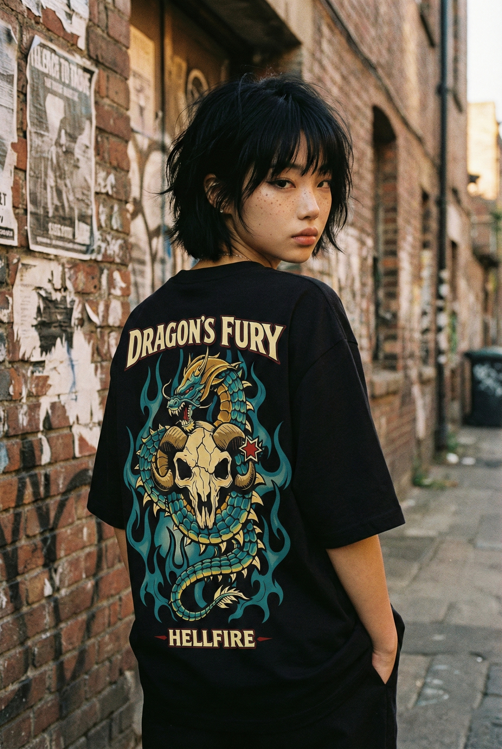 Áo thun streetwear Dragon’s Fury Hellfire – B138 Áo thun streetwear Dragon’s Fury Hellfire – B138