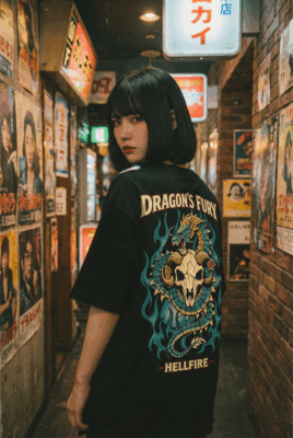 Áo thun streetwear Dragon’s Fury Hellfire – B138