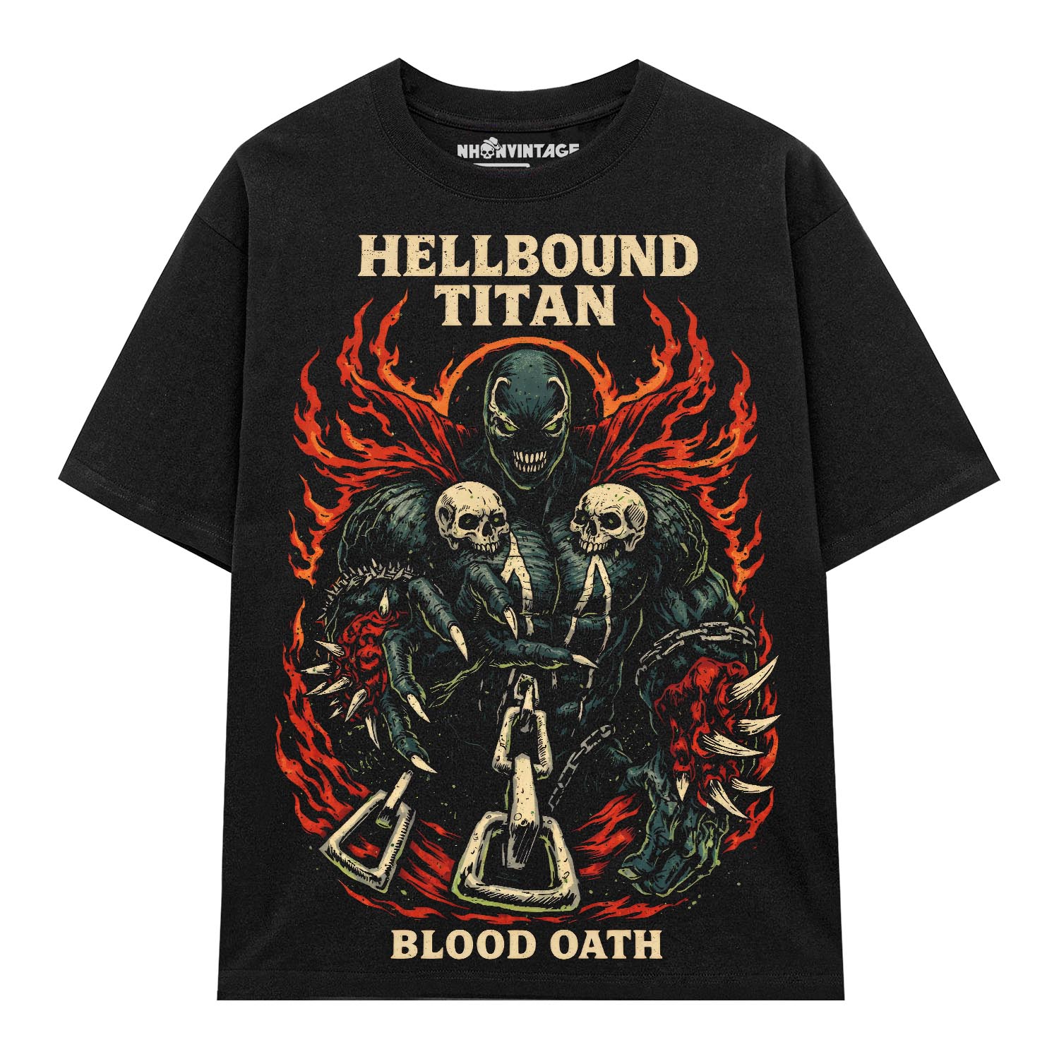 Áo thun dark streetwear Hellbound Titan Blood Oath – B139