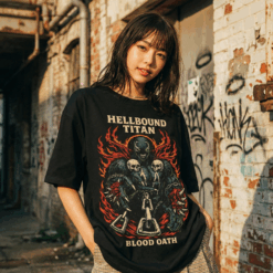 Áo thun dark streetwear Hellbound Titan Blood Oath – B139