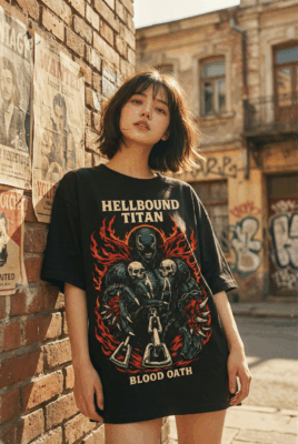 Áo thun dark streetwear Hellbound Titan Blood Oath – B139