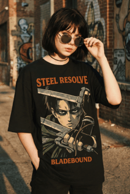 Áo thun Attack on Titan Levi Steel Resolve Bladebound – SPB14