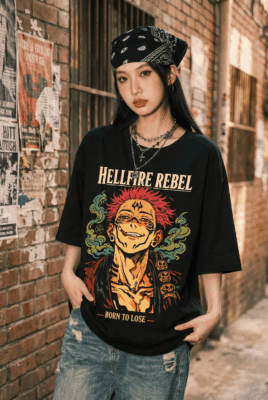 Áo thun Jujutsu Kaisen Sukuna Hellfire Rebel – SPB6