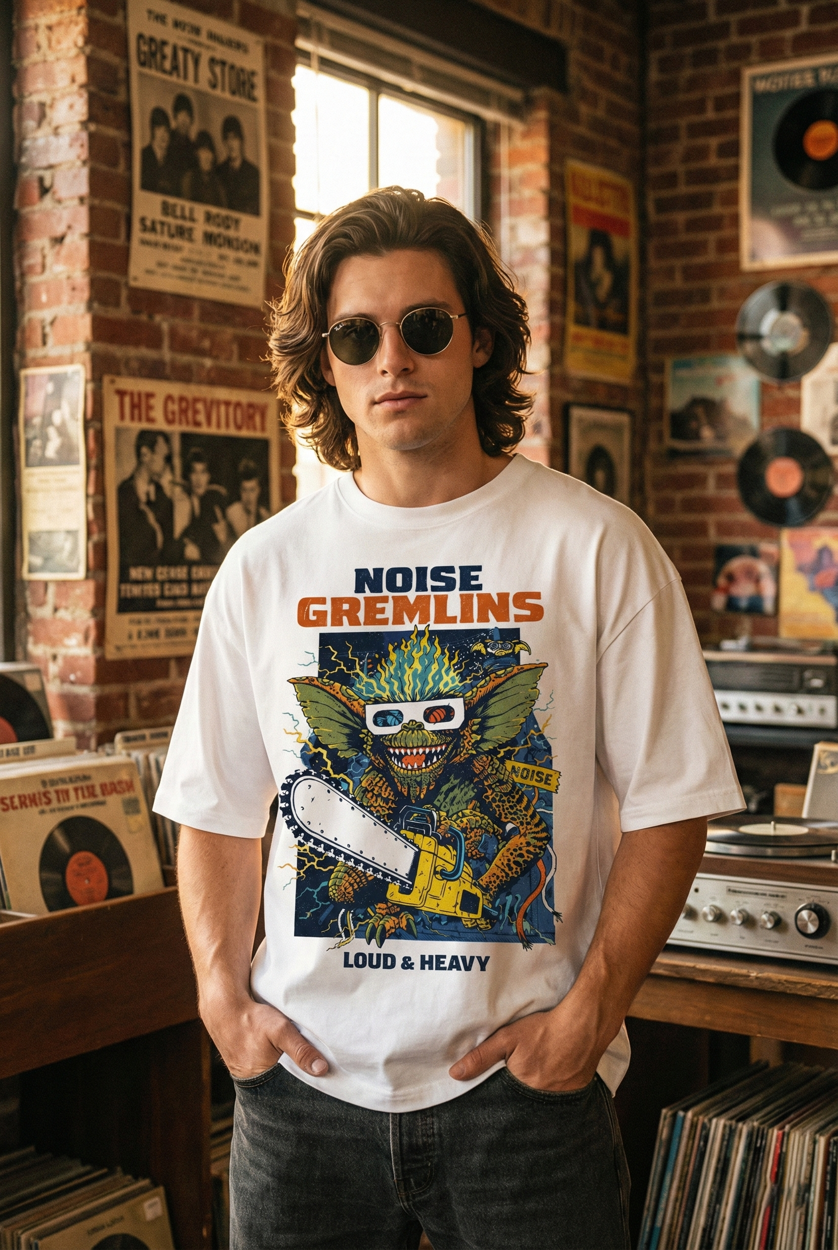 Áo thun streetwear vintage Noise Gremlins - W27 Áo thun streetwear vintage Noise Gremlins - W27