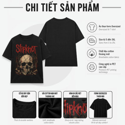Áo thun rock vintage Slipknot Broken Skull - B146