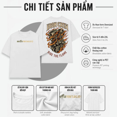 Áo thun motor vintage Iron Crew Ride The Flame - SPW4