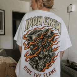 Áo thun motor vintage Iron Crew Ride The Flame - SPW4