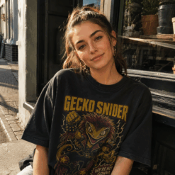 Áo thun Gecko Riot Black - người mẫu mặc áo