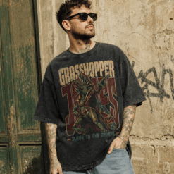 Áo thun Disco Grasshopper Black - cận cảnh chất vải