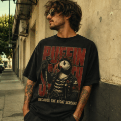 Áo thun Puffin Punk Black - người mẫu mặc áo