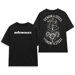 Áo thun Venom & Steel Black - mặt trước và mặt sau