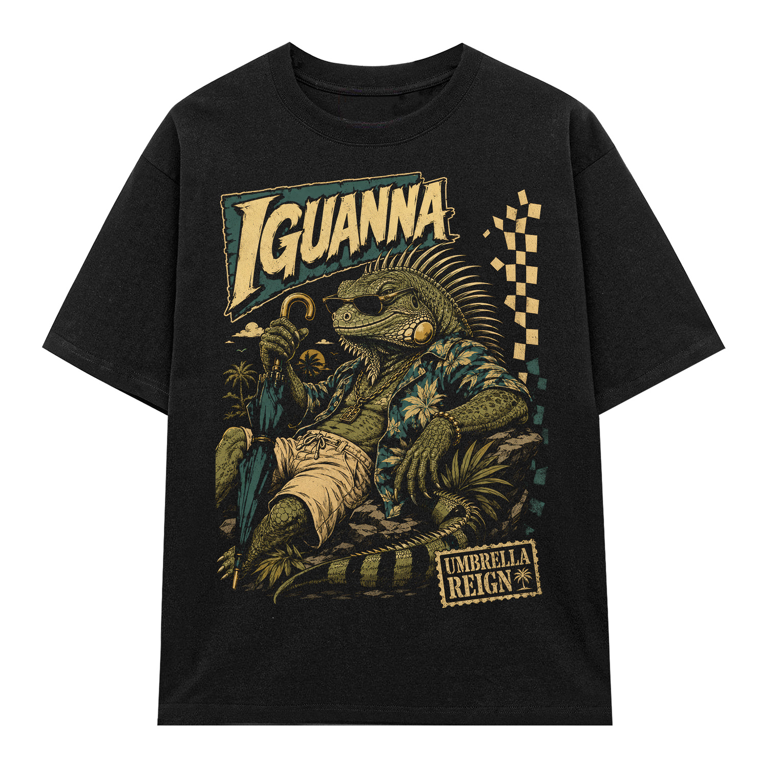 D113B_1 Áo thun Tropic Iguana Black - graphic tee oversized NVC