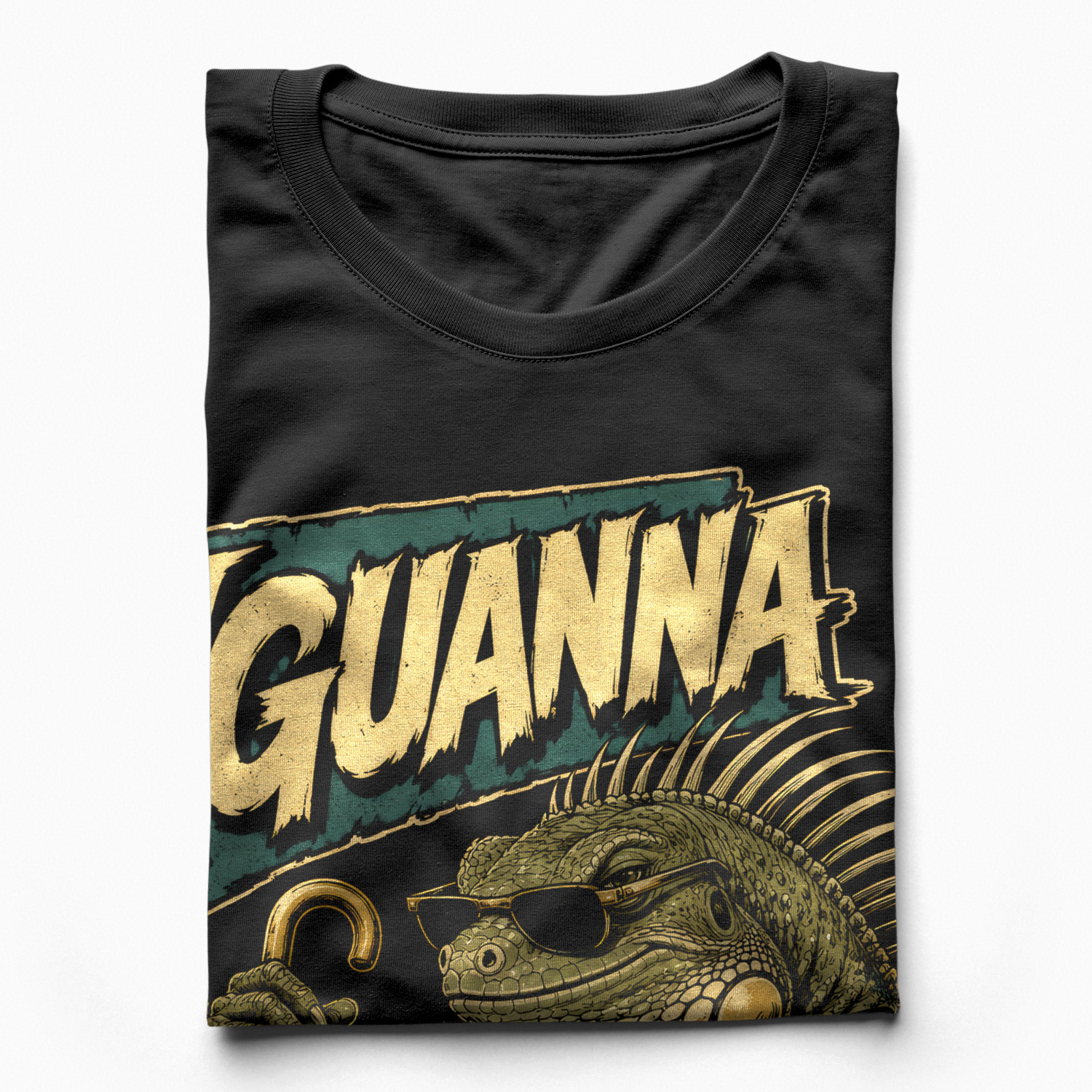 D113B_5 Áo thun Tropic Iguana Black - cận cảnh chất vải