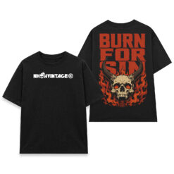 Áo thun Burn For Sin Black - mặt trước và mặt sau