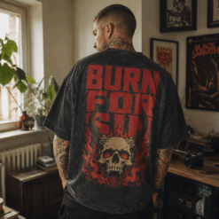 Áo thun Burn For Sin Wash - người mẫu mặc áo, góc khác