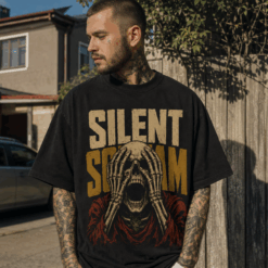 Áo thun Silent Scream Wash - người mẫu mặc áo, góc khác
