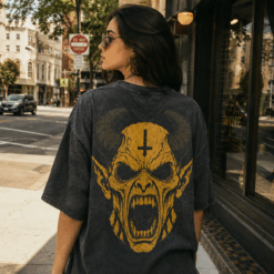 Áo thun Horned Sin Wash - người mẫu mặc áo