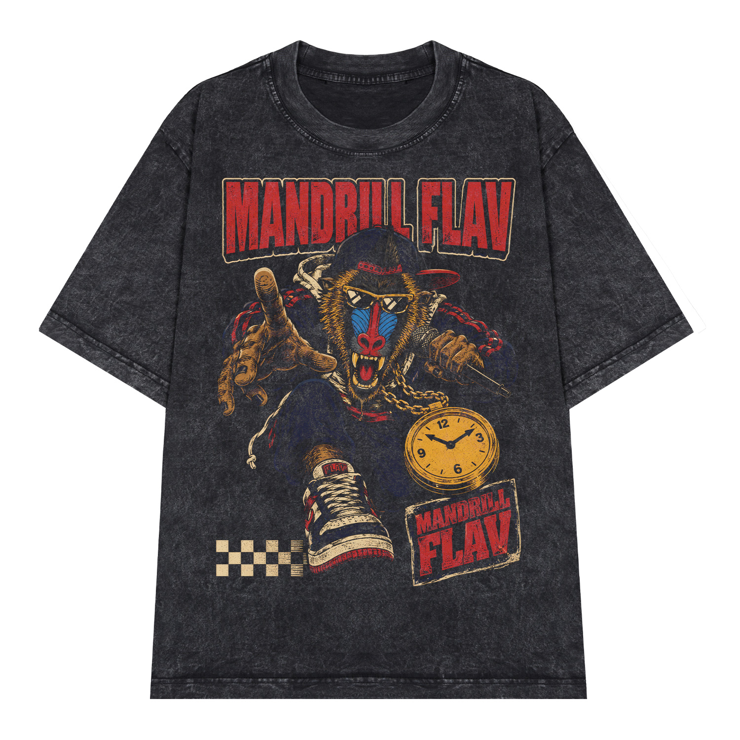 D130WS_1 Áo thun Clock Mandrill Wash - graphic tee oversized NVC