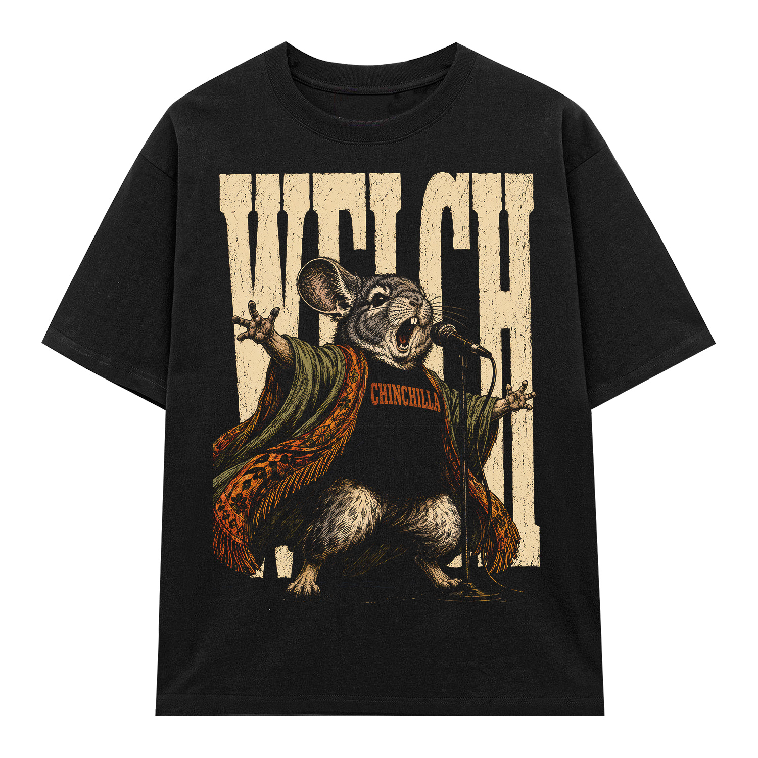 D134B_1 Áo thun Velvet Chinchilla Black - graphic tee oversized NVC