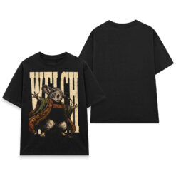 Áo thun Velvet Chinchilla Black - mặt trước và mặt sau